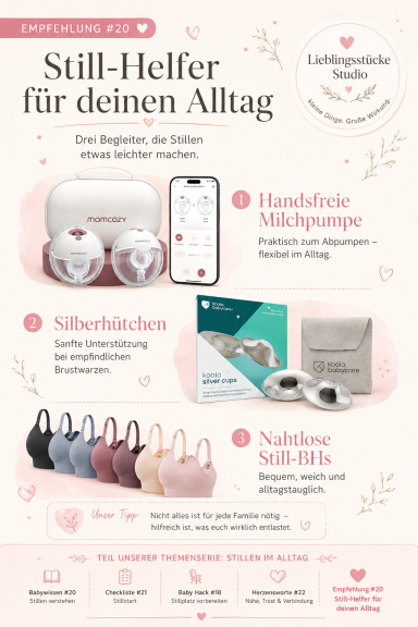 Lieblingsstücke für die Stillzeit Pinterest-Pin mit Empfehlungen für eine angenehme Stillzeit