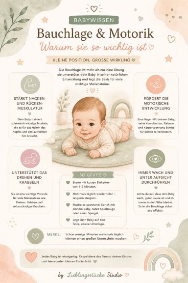 Pinterest-Infografik zur Entwicklung und Pflege im ersten Lebensjahr Babys erstes Jahr – ruhig begleitet