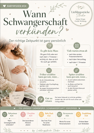 Wann Schwangerschaft verkünden? Pinterest-Infografik zum persönlichen Zeitpunkt für die Schwangerschaftsverkündung