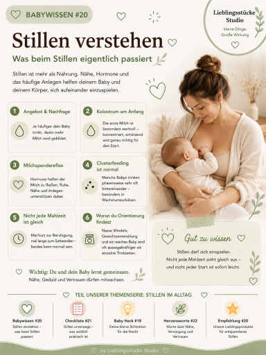 Pinterest-Infografik zum Stillen mit Hinweisen für einen ruhigen Stillstart Stillen verstehen