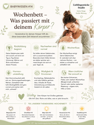 Pinterest-Infografik zum Wochenbett und körperlichen Veränderungen Wochenbett – was passiert mit deinem Körper?