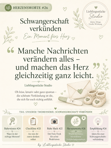 Pinterest-Herzenswort für den besonderen Moment einer Schwangerschaftsverkündung